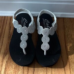 Skechers Kids Glittery White Sandals